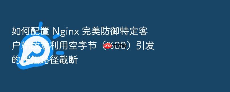 如何配置 nginx 完美防御特定客户端故意利用空字节(%00)引发的逻辑路径截断