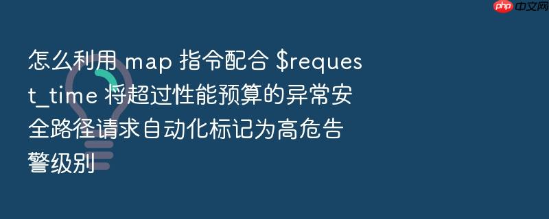 怎么利用 map 指令配合 $request_time 将超过性能预算的异常安全路径请求自动化标记为高危告警级别