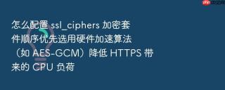 怎么配置 ssl_ciphers 加密套件顺序优先选用硬件加速算法（如 AES-GCM）降低 HTTPS 带来的 CPU 负荷