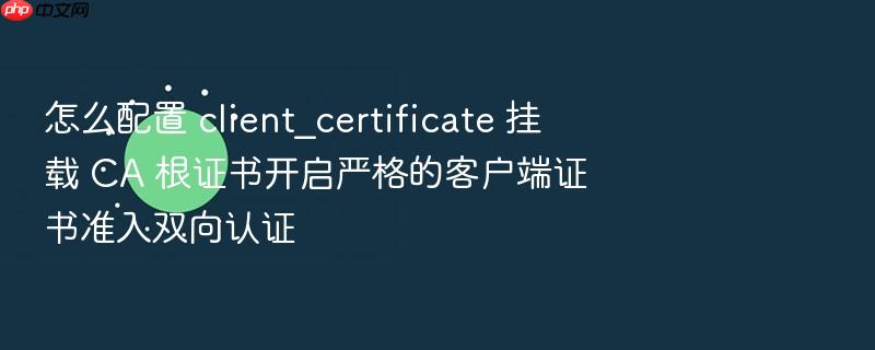怎么配置 client_certificate 挂载 ca 根证书开启严格的客户端证书准入双向认证