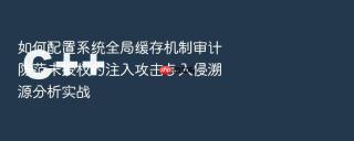 如何配置系统全局缓存机制审计防范未授权的注入攻击与入侵溯源分析实战