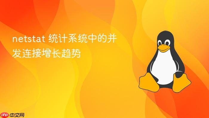 netstat 统计系统中的并发连接增长趋势
