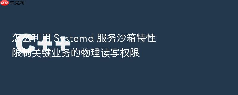 怎么利用 systemd 服务沙箱特性限制关键业务的物理读写权限