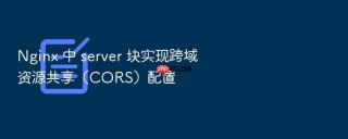 Nginx 中 server 块实现跨域资源共享（CORS）配置