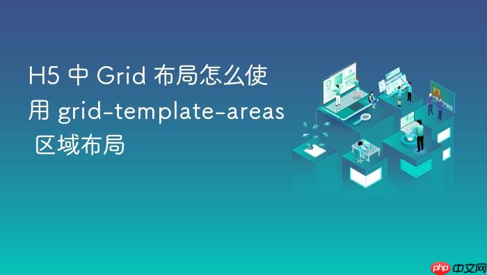 h5 中 grid 布局怎么使用 grid-template-areas 区域布局