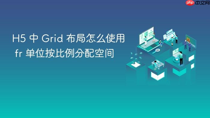 h5 中 grid 布局怎么使用 fr 单位按比例分配空间