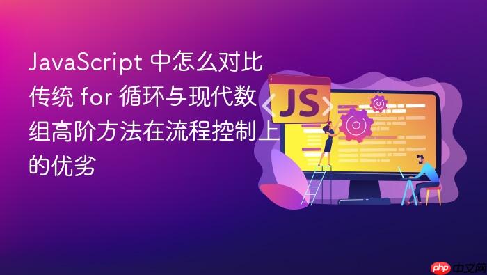 javascript 中怎么对比传统 for 循环与现代数组高阶方法在流程控制上的优劣