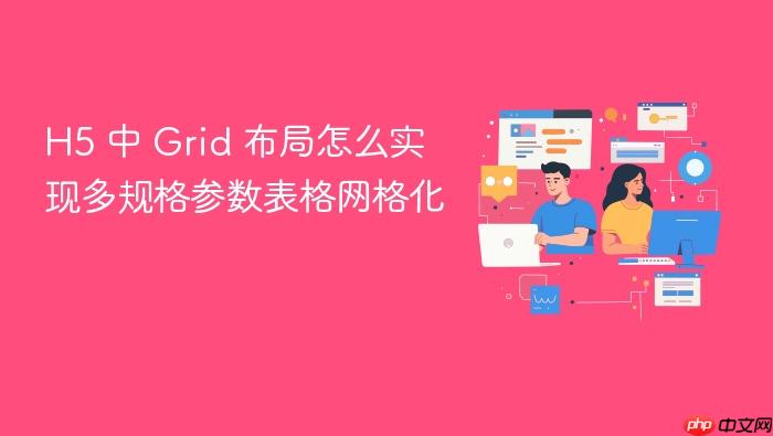 h5 中 grid 布局怎么实现多规格参数表格网格化