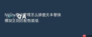 nginx模块管理怎么排查文本替换模块正则匹配性能低
