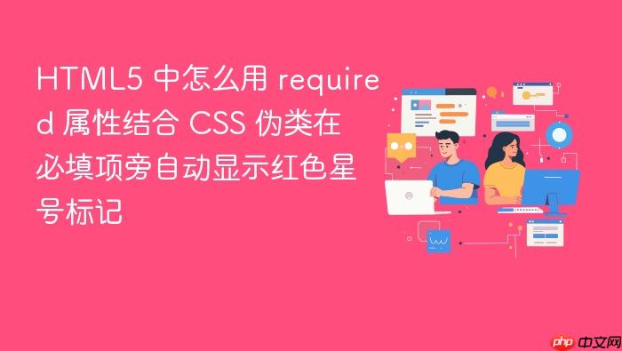 html5 中怎么用 required 属性结合 css 伪类在必填项旁自动显示红色星号标记
