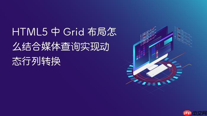 html5 中 grid 布局怎么结合媒体查询实现动态行列转换