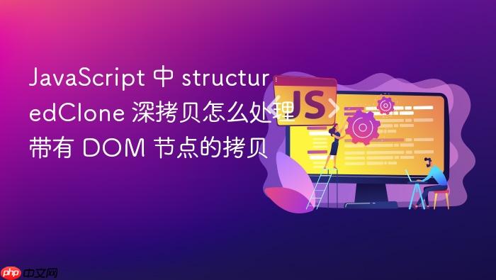 javascript 中 structuredclone 深拷贝怎么处理带有 dom 节点的拷贝