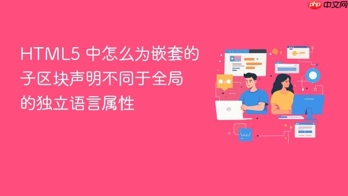 html5 中怎么为嵌套的子区块声明不同于全局的独立语言属性