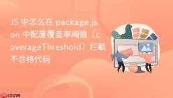JS 中怎么在 package.json 中配置覆盖率阈值（coverageThreshold）拦截不合格代码