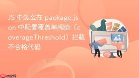 JS 中怎么在 package.json 中配置覆盖率阈值（coverageThreshold）拦截不合格代码