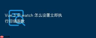 vue 3 中 watch 怎么设置立即执行回调函数