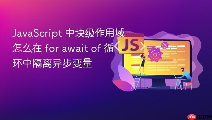 javascript 中块级作用域怎么在 for await of 循环中隔离异步变量