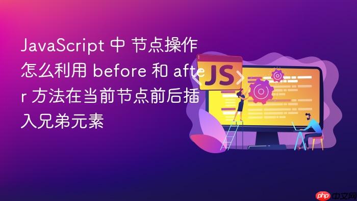 javascript 中 节点操作 怎么利用 before 和 after 方法在当前节点前后插入兄弟元素
