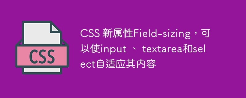 css 新属性field-sizing，可以使input 、 textarea和select自适应其内容