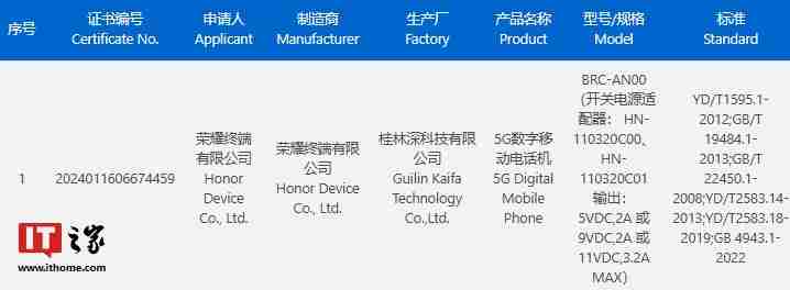 荣耀 X60 系列手机“10 月见”，3C 认证显示电源适配器支持 35W 输出功率