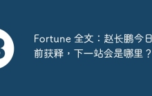 Fortune 全文：赵长鹏今日提前获释，下一站会是哪里？