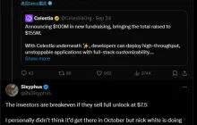 大额解锁前夕将卖币包装成融资，Celestia 被质疑“拉高出货”