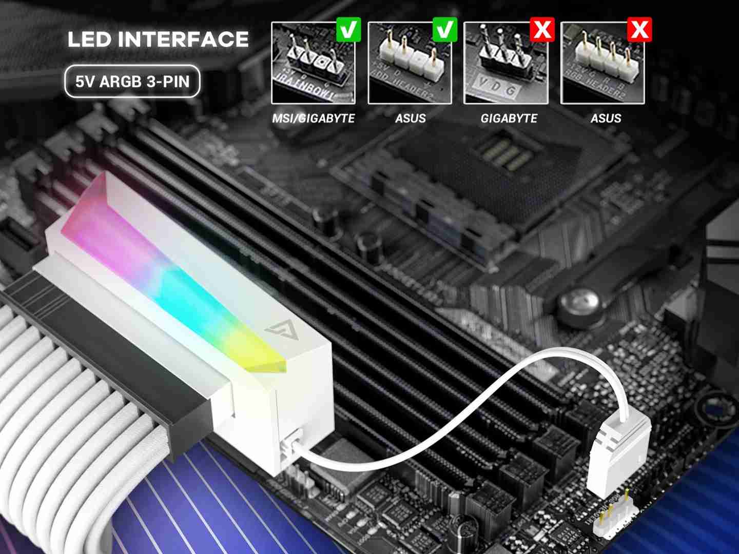 安钛克推出主板 24Pin 供电接口 90° 转接器，支持 ARGB 灯效