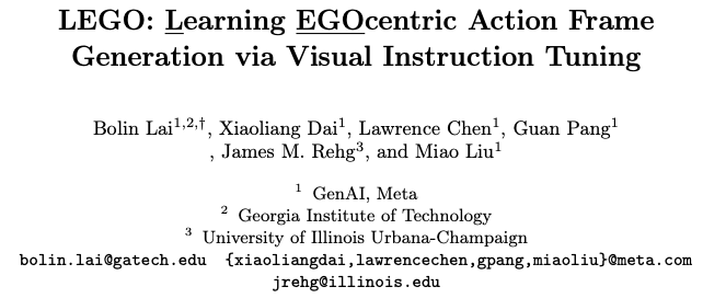 ECCV2024 Oral | 第一视角下的动作图像生成,Meta等提出LEGO模型