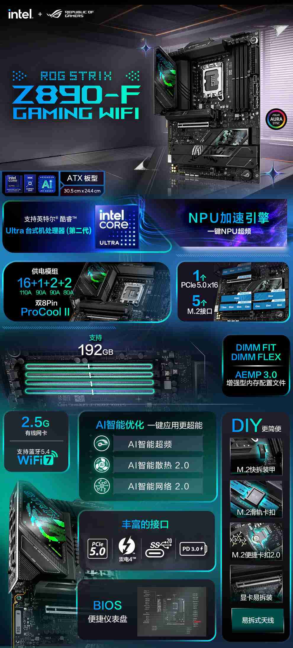 华硕发布 14 款 Z890 主板,最高 24+1+2+2 相供电设计