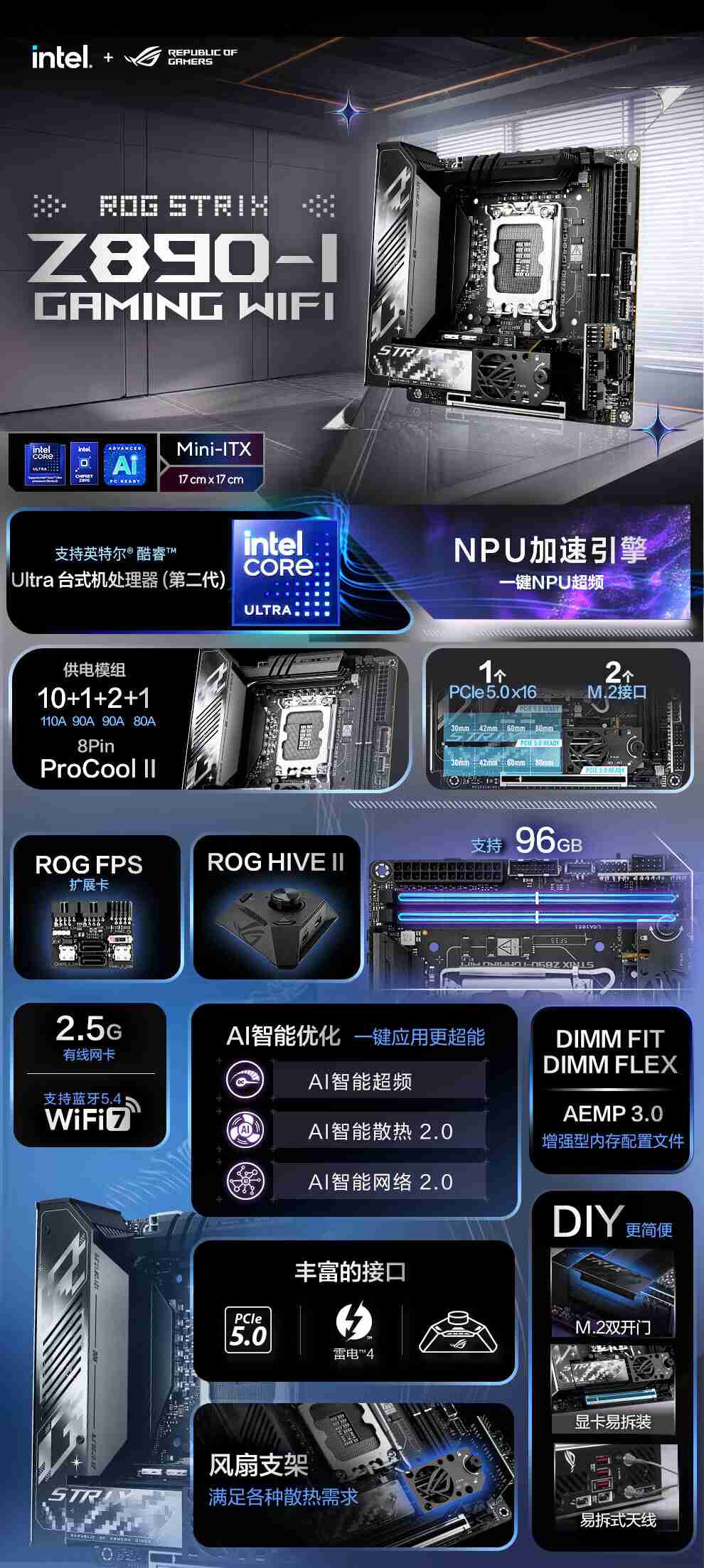 华硕发布 14 款 Z890 主板,最高 24+1+2+2 相供电设计