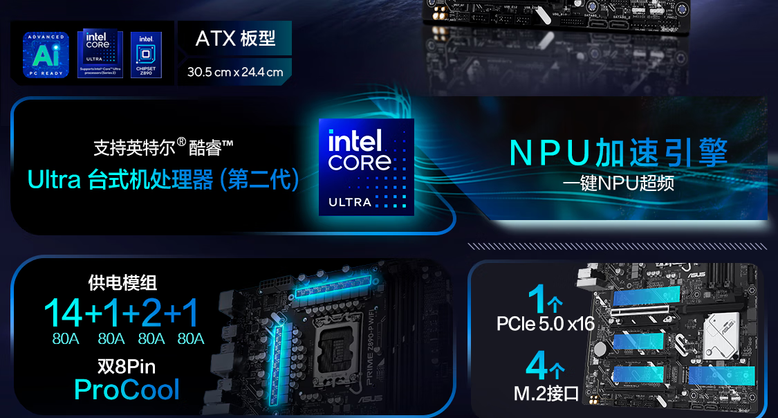 华硕发布 14 款 Z890 主板,最高 24+1+2+2 相供电设计