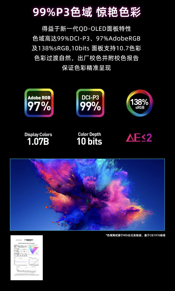 4K 240Hz OLED:微星 31.5 英寸显示器 321UPX 京东 5569 元 6 期免息