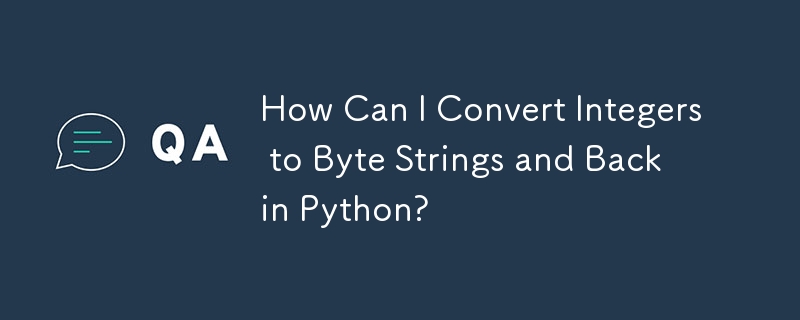 Comment puis-je convertir des entiers en chaînes d'octets et inversement en Python ?