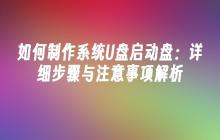 如何制作系统U盘启动盘：详细步骤与注意事项解析