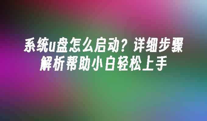 系统u盘怎么启动?详细步骤解析帮助小白轻松上手