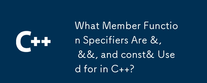 What Member Function Specifiers Are &, &&, and const& Used for in C  ?