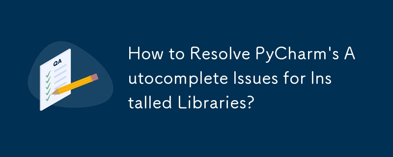 Comment résoudre les problèmes de saisie semi-automatique de PyCharm pour les bibliothèques installées ?