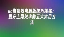 uc浏览器电脑版技巧揭秘：提升上网效率的五大实用方法