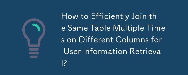 Comment rejoindre efficacement la même table plusieurs fois sur différentes colonnes pour la récupération des informations utilisateur ?