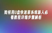 如何用U盘快速装系统新人必看教程详细步骤解析