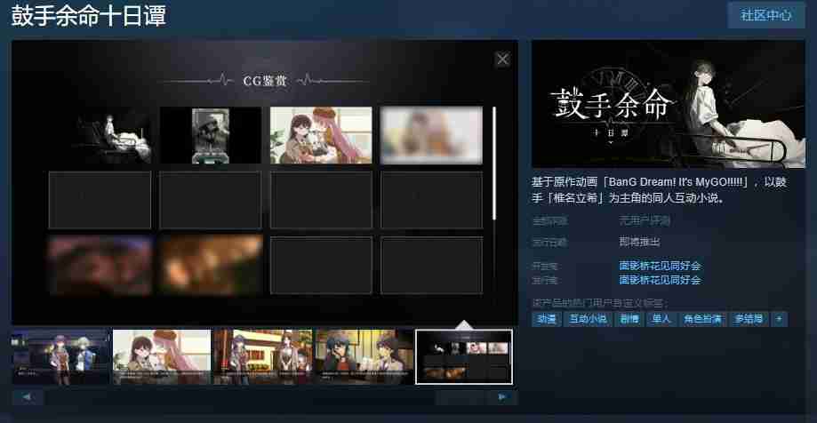 MyGo同人视觉小说《鼓手余命十日谭》Steam页面上线 上线日期待定