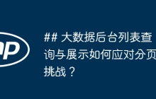 ## 大数据后台列表查询与展示如何应对分页挑战？