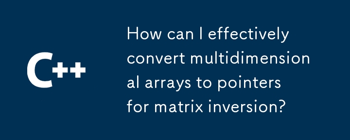 How can I effectively convert multidimensional arrays to pointers for matrix inversion?