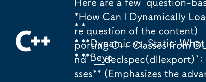 Here are a few  question-based titles that capture the essence of your article:

* **How Can I Dynamically Load an Exported C   Class?** (This directly addresses the core question of the content)
* **