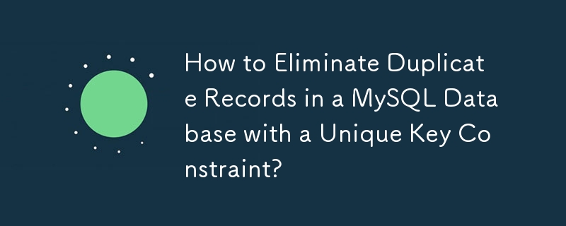 How to Eliminate Duplicate Records in a MySQL Database with a Unique Key Constraint?