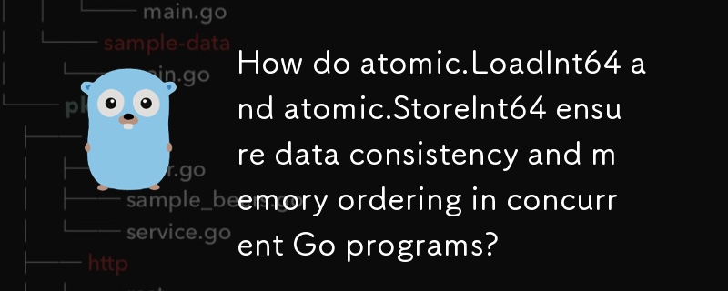 atomic.LoadInt64和atomic.StoreInt64如何保证并发Go程序中的数据一致性和内存排序？