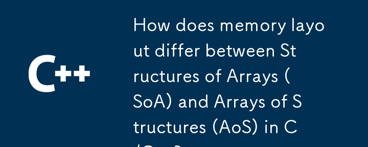 How does memory layout differ between Structures of Arrays (SoA) and Arrays of Structures (AoS) in C/C  ?