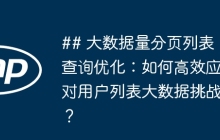 ## 大数据量分页列表查询优化：如何高效应对用户列表大数据挑战？