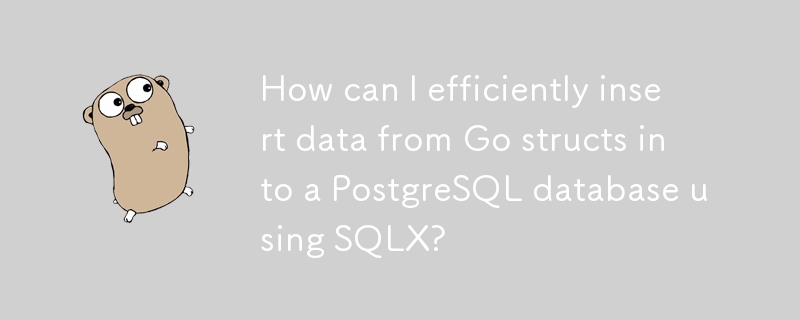 SQLX를 사용하여 Go 구조체의 데이터를 PostgreSQL 데이터베이스에 효율적으로 삽입하려면 어떻게 해야 합니까?