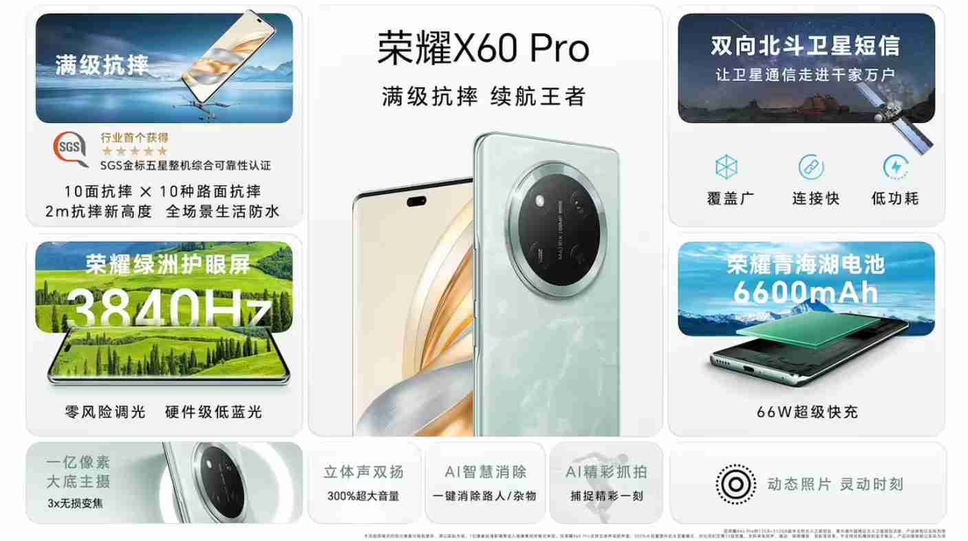 荣耀 X60 系列手机首销：天玑 7025-Ultra / 骁龙 6 Gen1 处理器，1199 元起